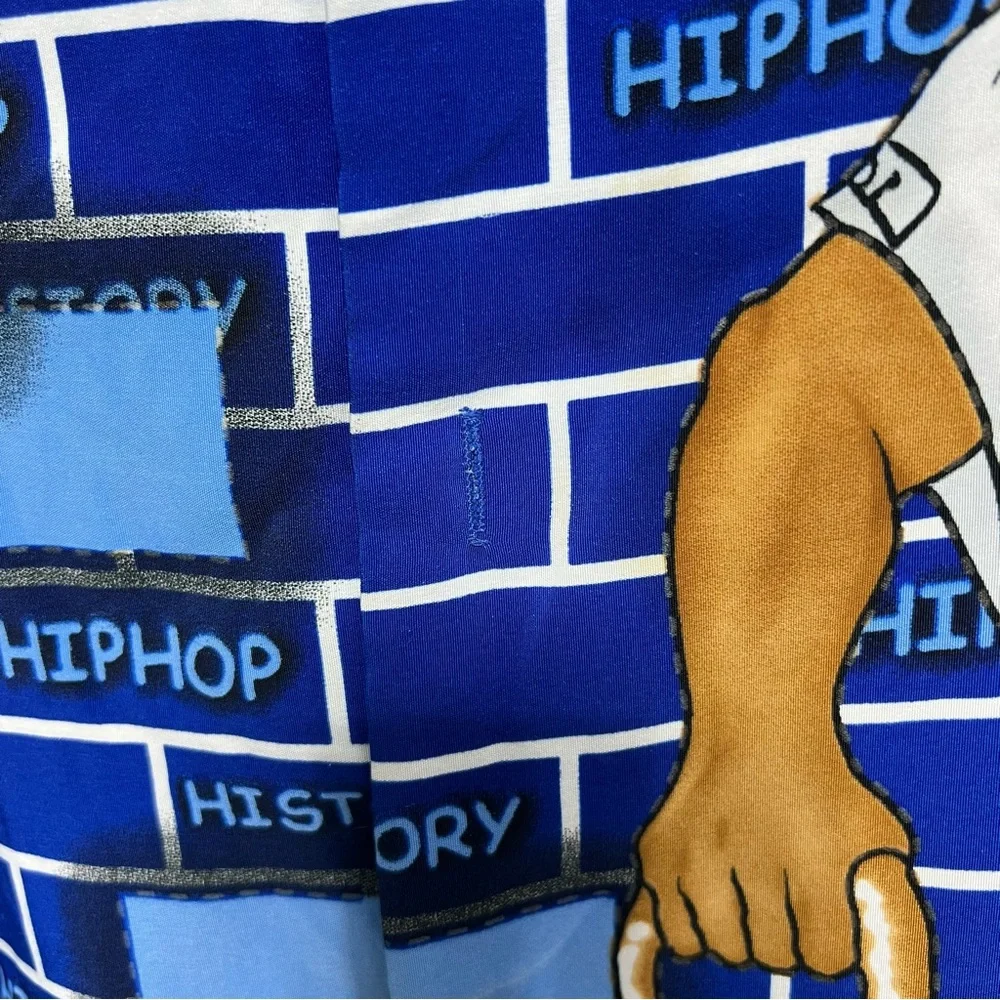 HipHop History Men’s L Graphic Button Shirt Blue Street Art‎ The Platinum Life - Picture 6 of 9